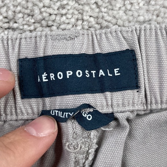 Aeropostale Pants Womens Medium Short Grey Canvas Utility Cargo Wide Leg Baggy - Picture 5 of 16